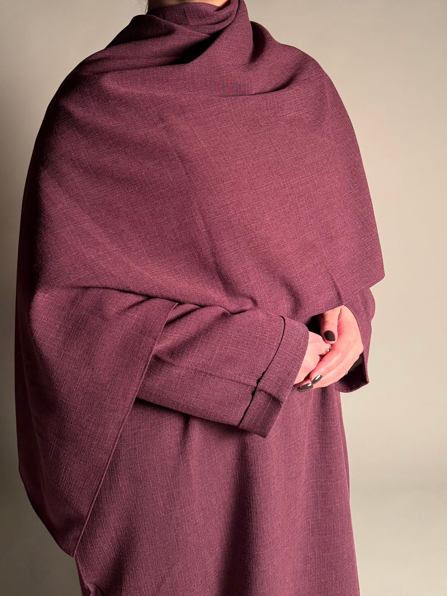 Burgundy cape style abaya