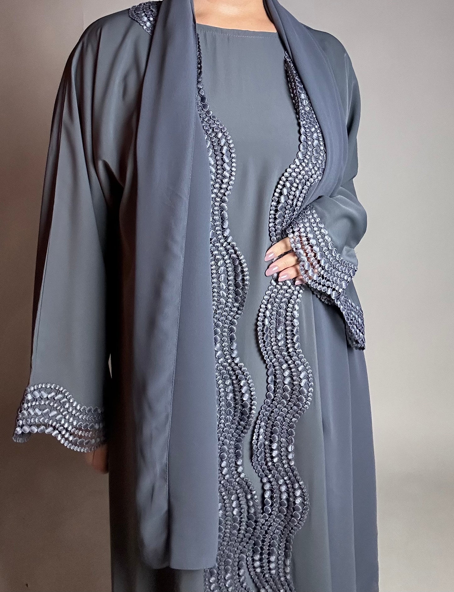 Waves open abaya set