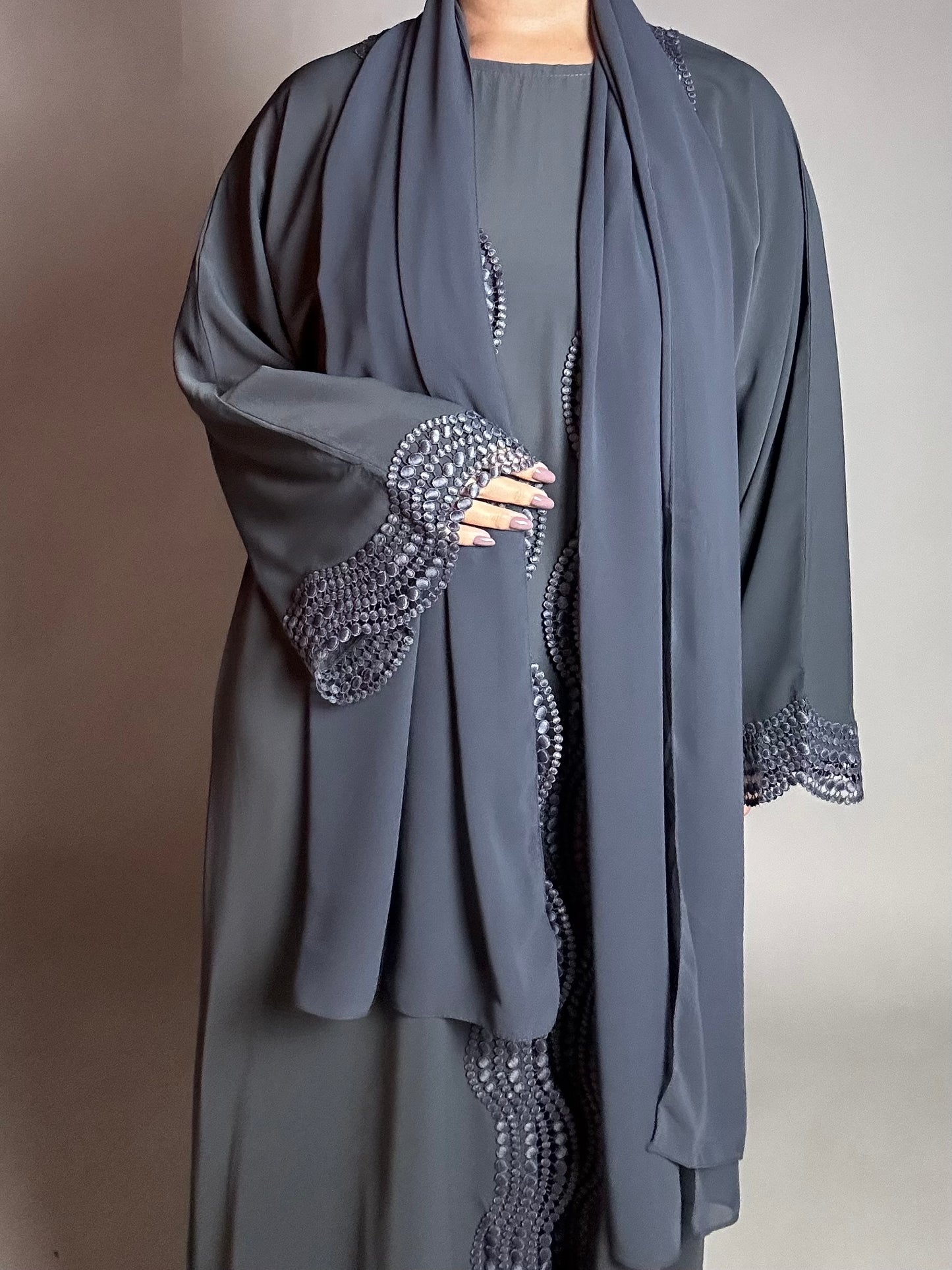 Waves open abaya set