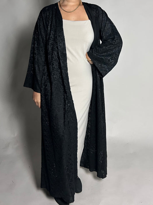 Black full lace abaya open/closed